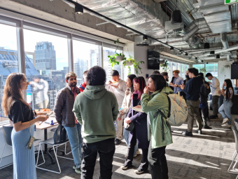 Student networking at an industry partner visit.